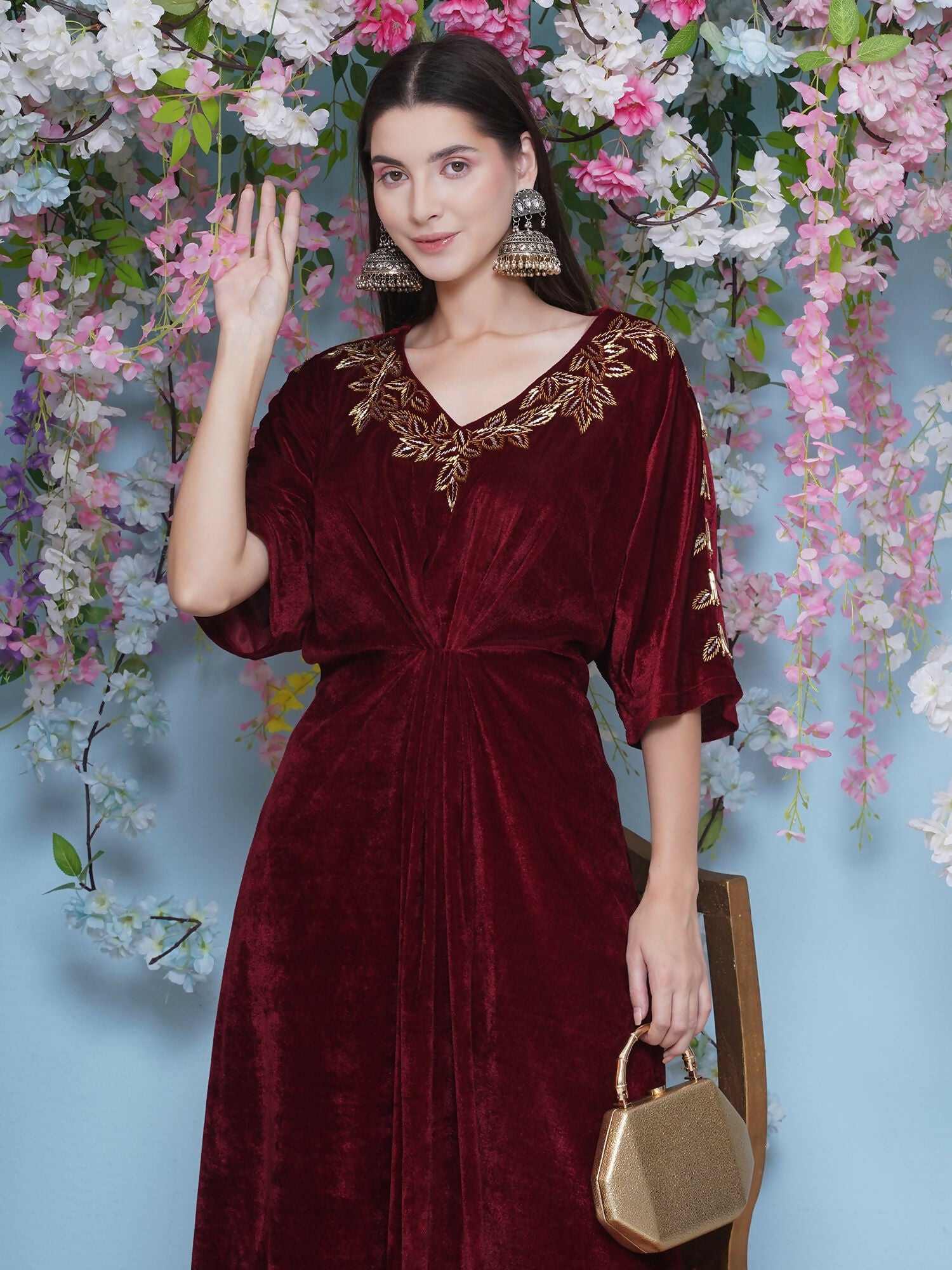 Joban Fashion Maroon Hand Embellished Coord Set - Swadesiicart