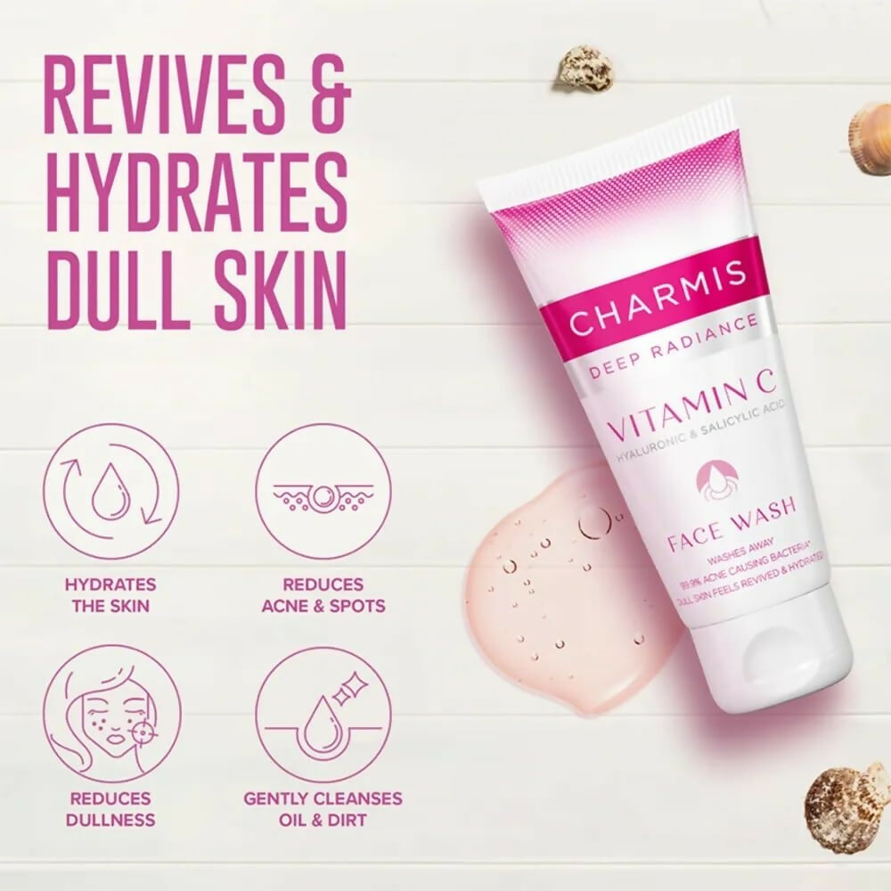 Charmis Deep Radiance Vitamin C Face Wash with Hyaluronic Acid & Salicylic Acid - Swadesiicart