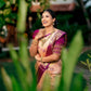 DEIANA'S Beautiful Designer Golden zari Soft Lichi Silk Saree - Cream - Swadesiicart