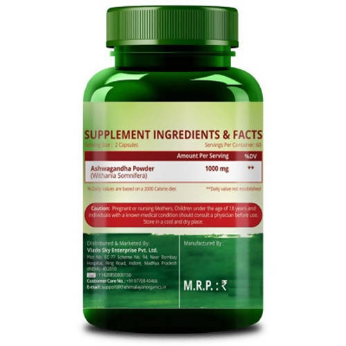 Himalayan Organics Ashwagandha 1000 mg Vegetarian Capsules - Swadesiicart
