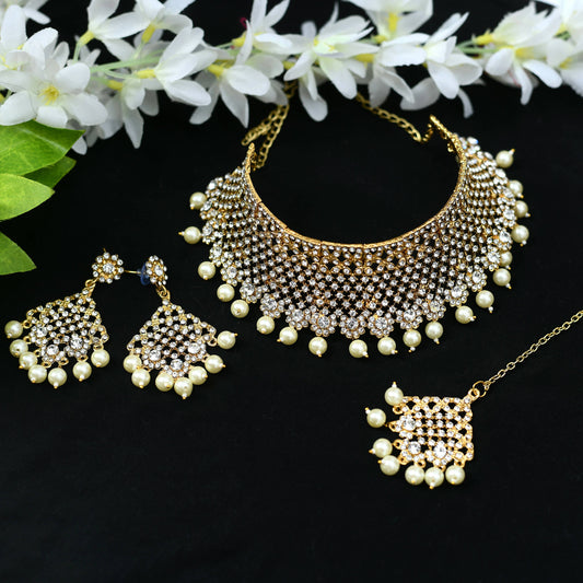 Mominos Fashion Johar Kamal Traditional Rajwadi Design Heavy Golden Necklace Set - Mominos Fashion