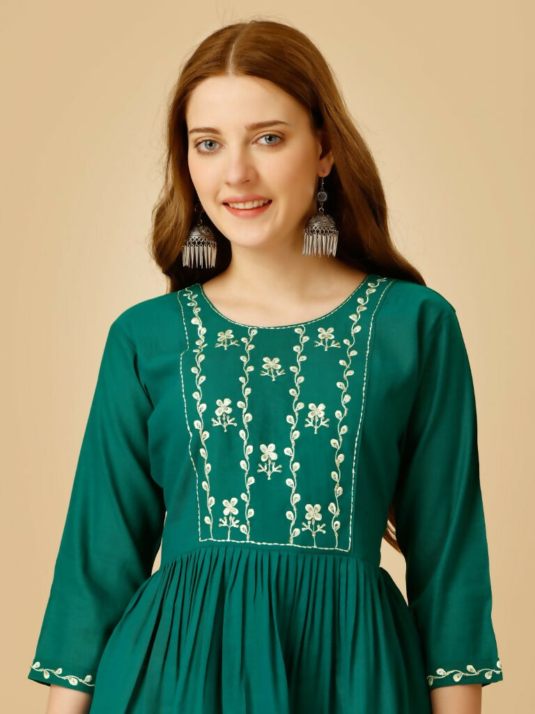Jyoti Fashion Women's Rama Viscose Rayon Embroidered Casual Top | Swadesiicart