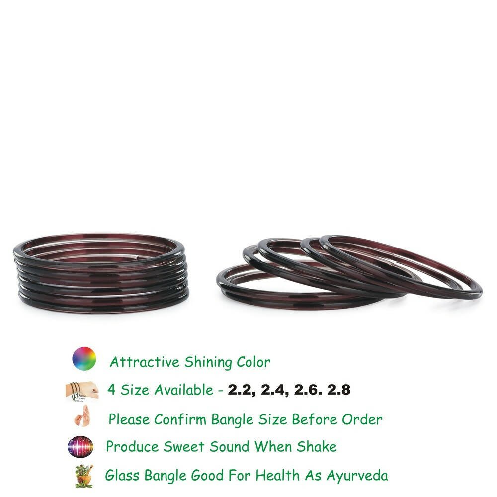 Afast Shining Brown Glass Wedding, Party, Daily Use Bangle Set, Set Of 12 - Swadesiicart