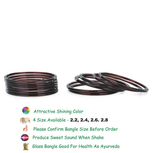 Afast Shining Brown Glass Wedding, Party, Daily Use Bangle Set, Set Of 12 - Swadesiicart