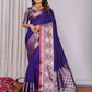Joban Fashion Purple Woven Banarasi Silk Sarees | Swadesiicart