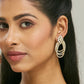 Nuyug 22K Gold-Plated Floral Motif Zircon Stone Studded Teardrop Shaped Elegant Drop Dangler Earrings | Swadesiicart