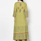 Aniyah Rayon Parrot Green Color Block Print Anarkali Palazzo Set (AN-194K)