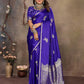 Joban Fashion Royal Blue Floral Motifs Banarasi Silk Sarees | Swadesiicart