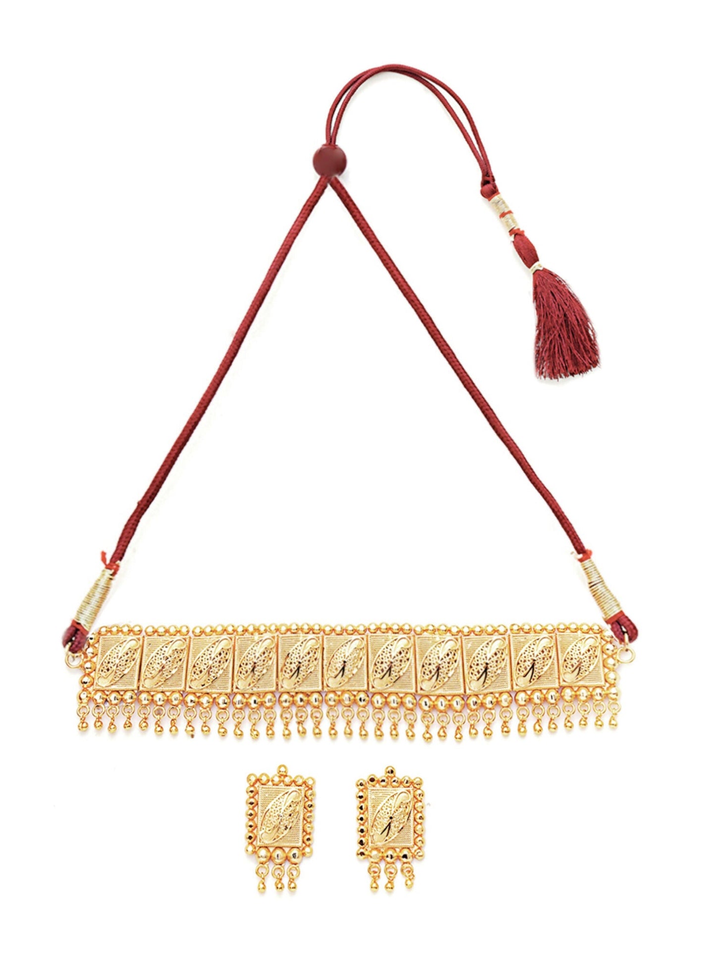 Gold plating jewellery set (Gold) - Ruby Raang - Swadesiicart