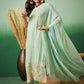 Aqua Blue Georgette Handwork Unstitched Dress Material - Hanika | Swadesiicart