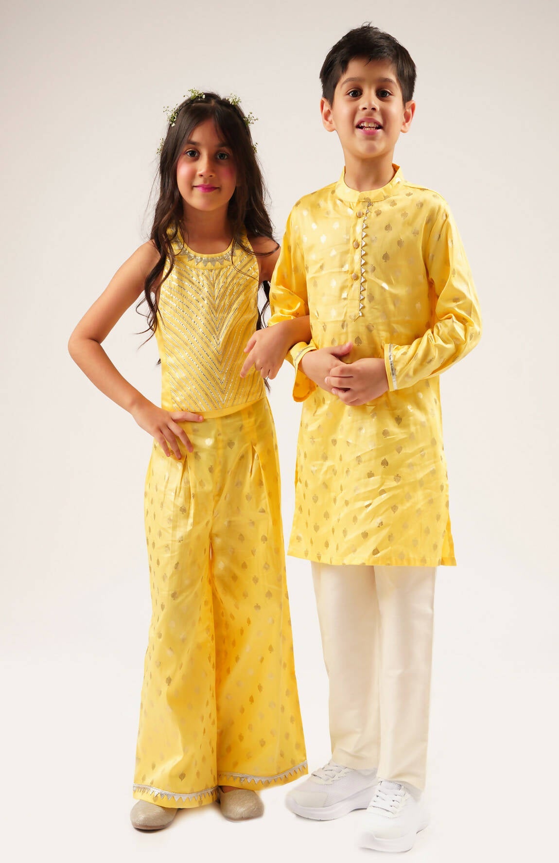 Lil Drama Mehfil Yellow Co-Ordinate Set For Girls - Swadesiicart