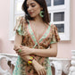 Sea Green Rayon Foil Printed Long Dress - Michan | Swadesiicart