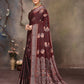 Joban Fashion Wine Woven Jacquard Banarasi Silk Sarees | Swadesiicart