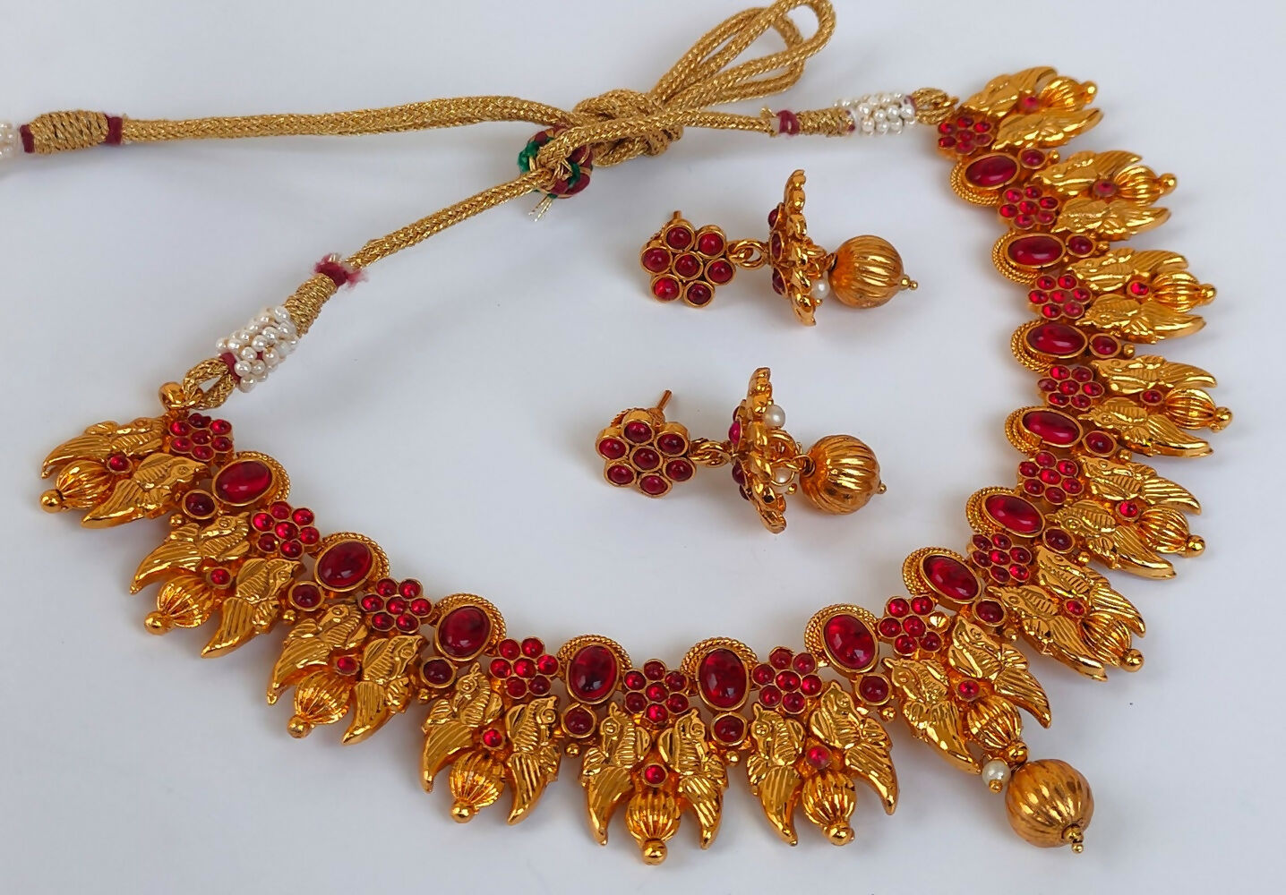 Kemp Peacock Pink Necklace Set - Mokshi Collections