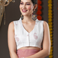 Saree Mall Mauve & White Floral Embroidered Organza Banarasi Sarees | Swadesiicart