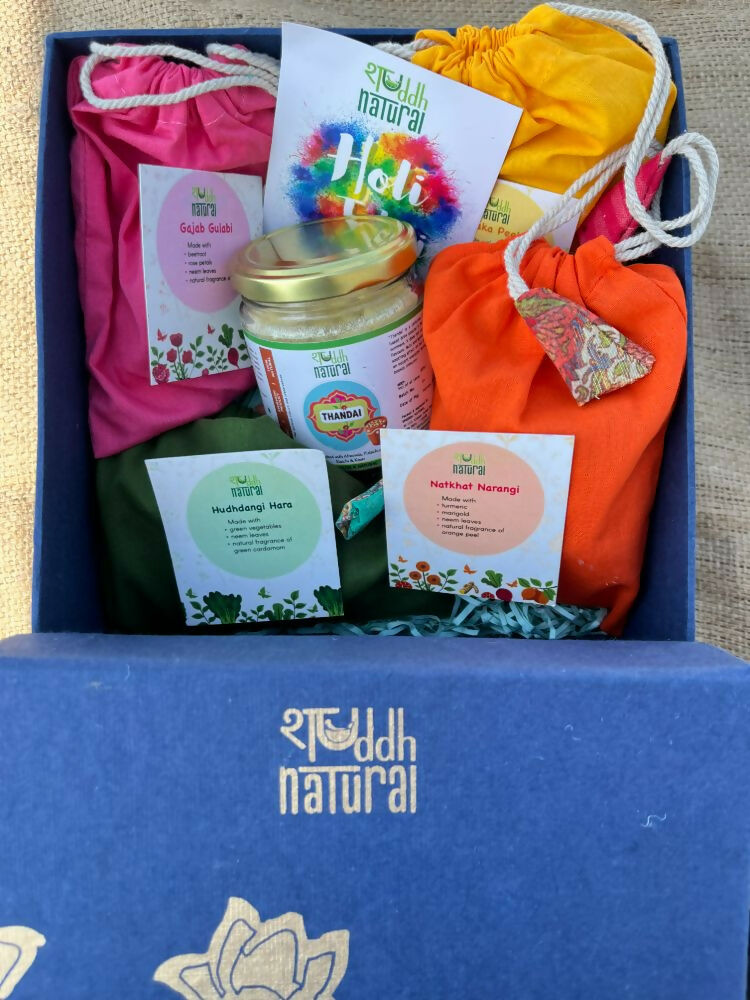 Shuddh Natural Ubtan Based Herbal Gulal | Ayurvedic Thandai Powder | Holi Gift Hamper | Swadesiicart
