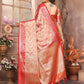 Anaita Pink Tissue Silk With Zari Weaving Saree With Blouse