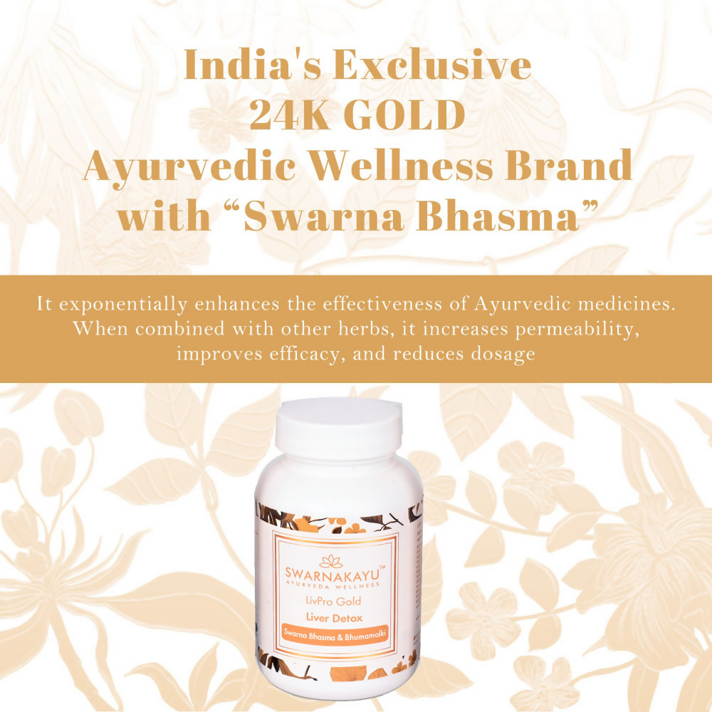 Swarnakayu LiverPro Gold Liver Detox Tablets With Swarna Bhasma & Bhumamalki - Swadesiicart