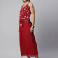 Ahalyaa Womens Maroon Chiffon Printed Jumpsuit - Swadesiicart