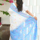 Beatitude White Slub Cotton Floral Jamdani Saree