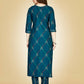 Jyoti Fashion Women's Teal Viscose Rayon Embroidered Kurta Pant Set | Swadesiicart