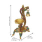 eCraftIndia Gold Toned Peacock Shaped Traditional Brass Diya With Bell & Stand | Swadesiicart