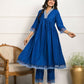 Festive Wear Ethnic Blue Silk wih cotton inner Stitched Suit With Dupatta - Tanisha | Swadesiicart