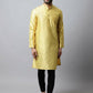 Even Apparels Yellow Color Art Silk Banarsi Silk Men's Kurta With Band Collar (BS017) | Swadesiicart