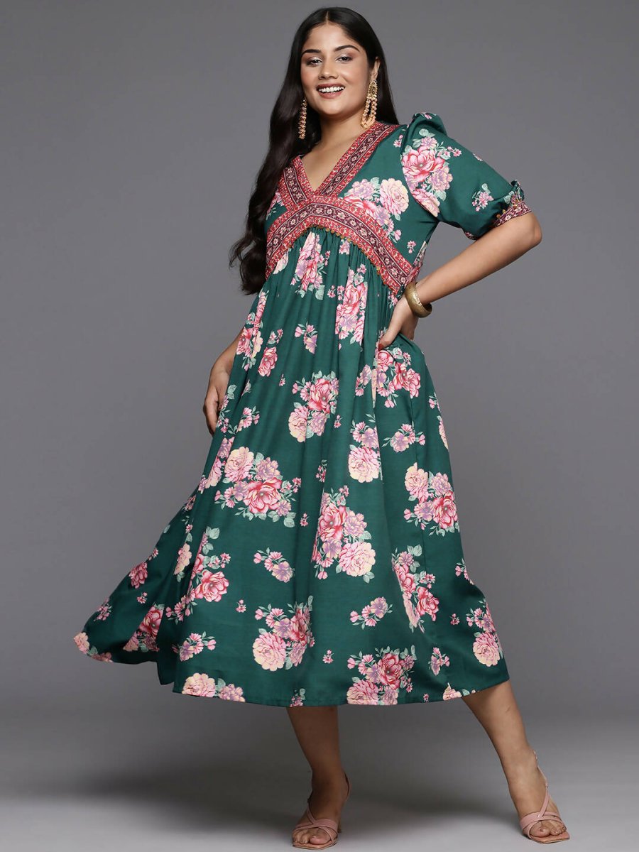 Ahalyaa Women's Traditional wear Ethnic Dress - Green | Swadesiicart