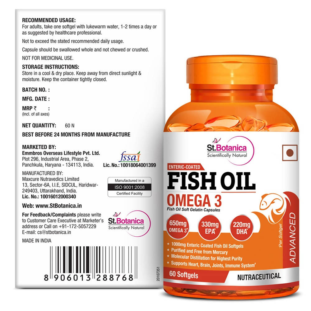St.Botanica Fish Oil Omega 3 Capsules | Swadesiicart