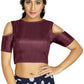 Aastha Fashion Women's Wine Art Silk Cold Shoulder Sleeve Readymade Blouse