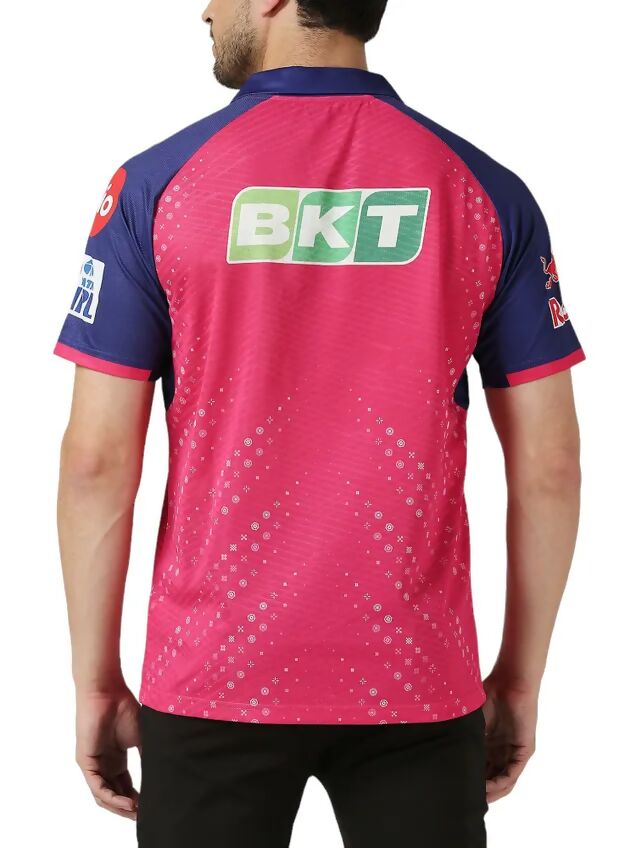 Rajasthan Royals Men Pink Typography Printed Half Sleeves Jersey IPL, T20 | Swadesiicart