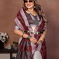 Aastha Fashion Red Linen Weaving Saree