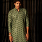 Green viscose Chikankari Embroidery Work Men's Traditional Kurta Set - Mahotsav | Swadesiicart