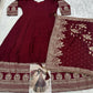 Anaita Maroon Vichitra Silk Anarkali Suit with Embroidery Sequins