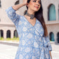 Aayaa Pure Muslin printed Kurti & Pant - Sky blue