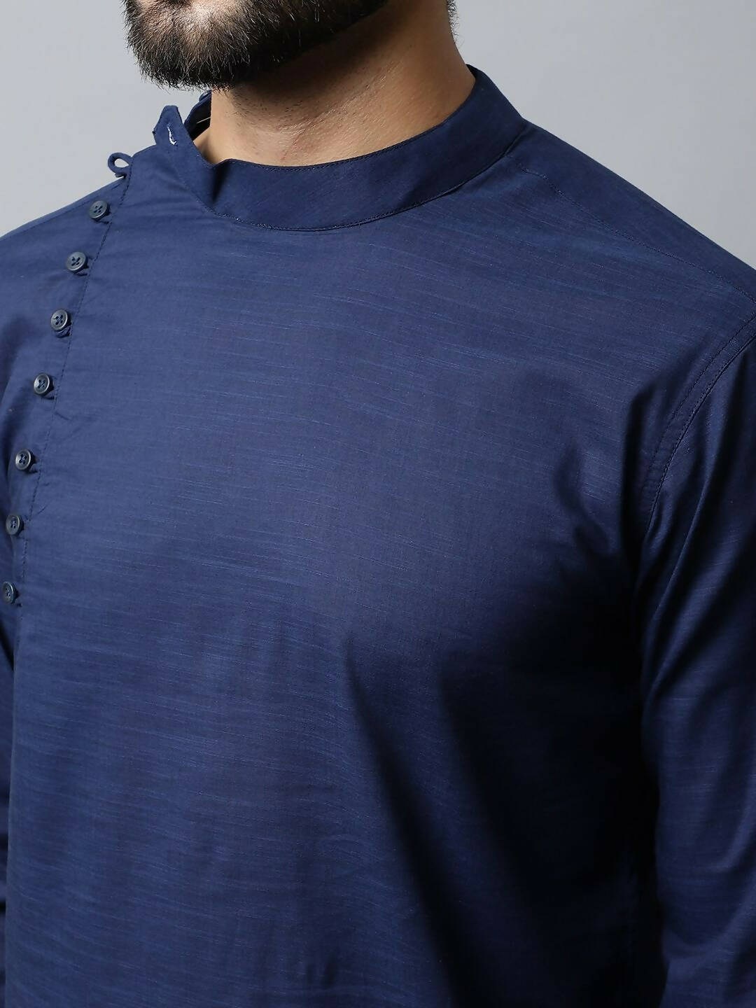 Even Apparels Navy blue Color Viscose Pure Cotton Men's Kurta With Side Placket (SLD1190) | Swadesiicart
