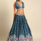 House of Panchhi Teal Blue Chinon Sequins embroidery Lehenga choli & Dupatta | Swadesiicart
