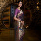 Vishnu Weaves Women's Wine Paithani Silk Zari Woven Saree with Unstitched Blouse - Swadesiicart