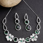 NVR Women's Green & Silver-Plated American Diamond Handcrafted Jewellery Set - Swadesiicart