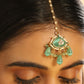 Nuyug 22K Gold Plated Lush Green Maang Tikka & Earrings Set | Swadesiicart