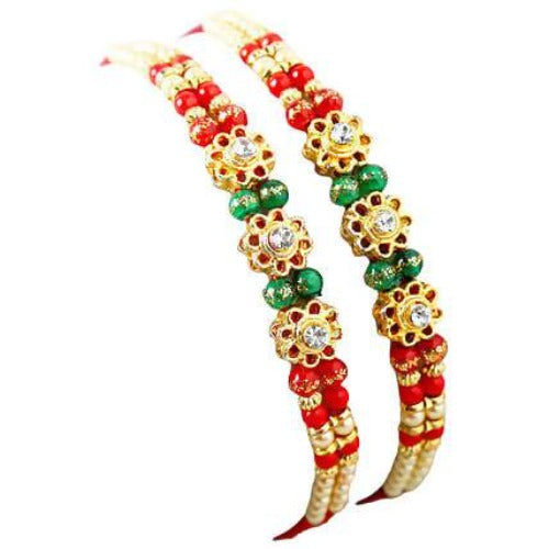 Set of 2 Charming Beads Rakhi and Kaju Katli Box Combo | Swadesiicart
