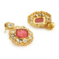 Pink Gold-Polished Contemporary Drop Earrings - Ruby Raang | Swadesiicart