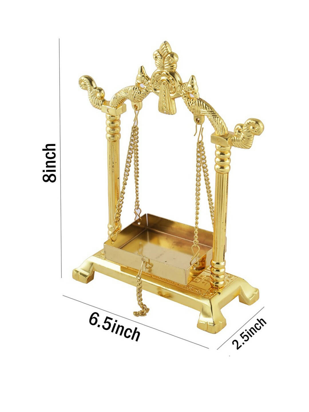 CraftVatika Gold-Toned Aluminium Laddu Gopal Lord Jhula Mandir | Swadesiicart