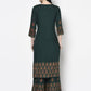Aniyah Rayon Bottle Green Block Print Straight Kurta (AN-218K) - Swadesiicart