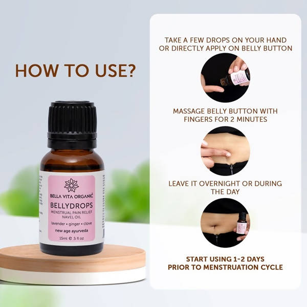 Bella Vita Organic Belly Drops Menstrual Pain Relief Navel Oil | Swadesiicart