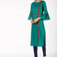 Aniyah Cotton Bell Sleeve Solid Straight Kurta In Turquoise Color (AN-147K) - Swadesiicart
