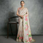 Vishnu Weaves Women's Cream Soft Tussar Silk Printed Saree with Blouse - Swadesiicart