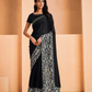 Black Satin Crepe Silk Embroidery with Digital Sequence Work Saree - Norita Helly