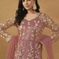 Pant Style Coral Pink Embroidered Net Wedding Anarkali Suit - Emponline | Swadesiicart